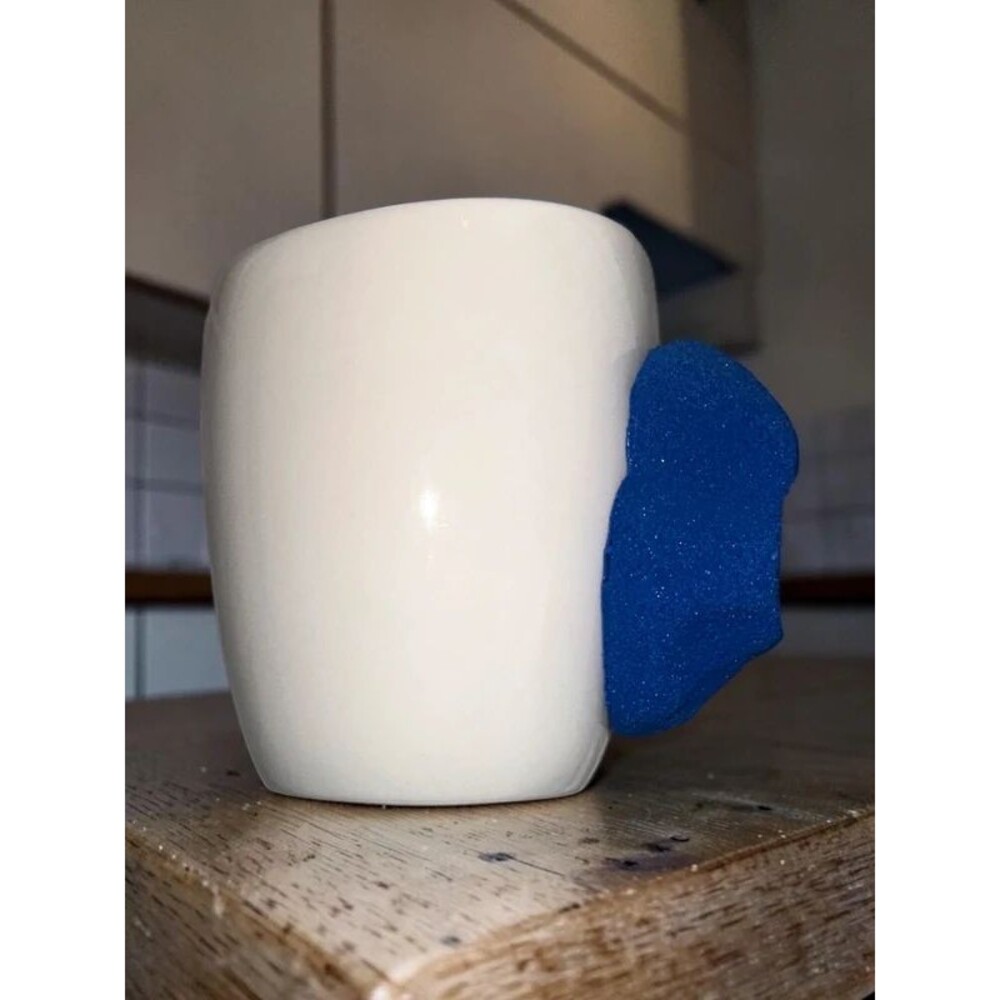 Rock Climbers Mug White with Blue Grip Handle